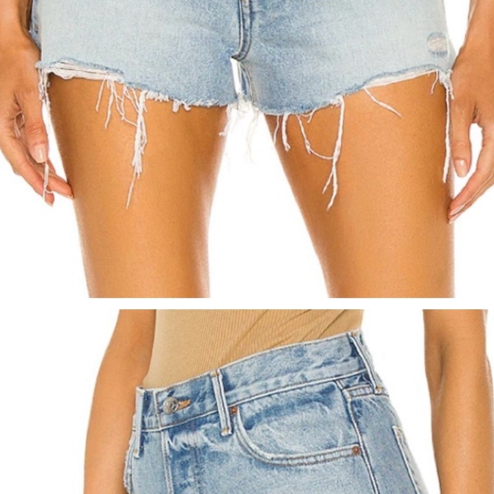 GRLFRND Blue Jean Shorts Distressed Cut-Off Style